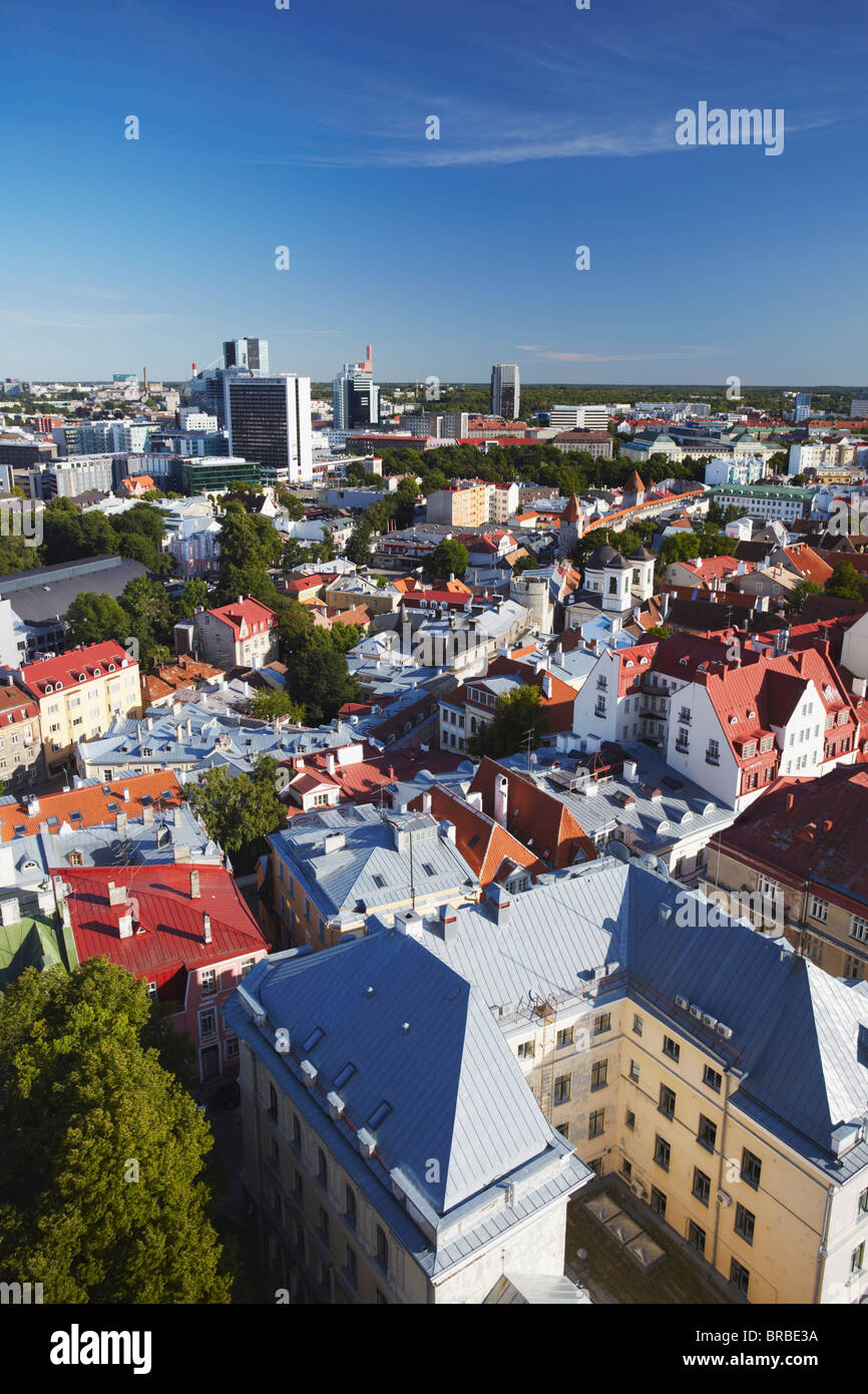 Blick auf die Unterstadt mit Geschäftsviertel im Hintergrund, Tallinn, Estland, Baltikum Stockfoto