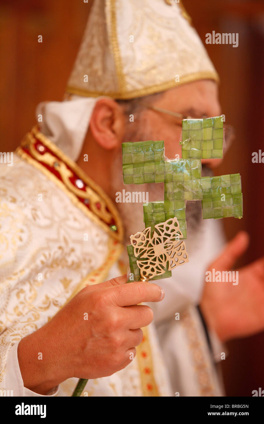 Orthodoxen koptischen Palmsonntag feiern, Chatenay-Malabry, Hauts de Seine, Frankreich Stockfoto