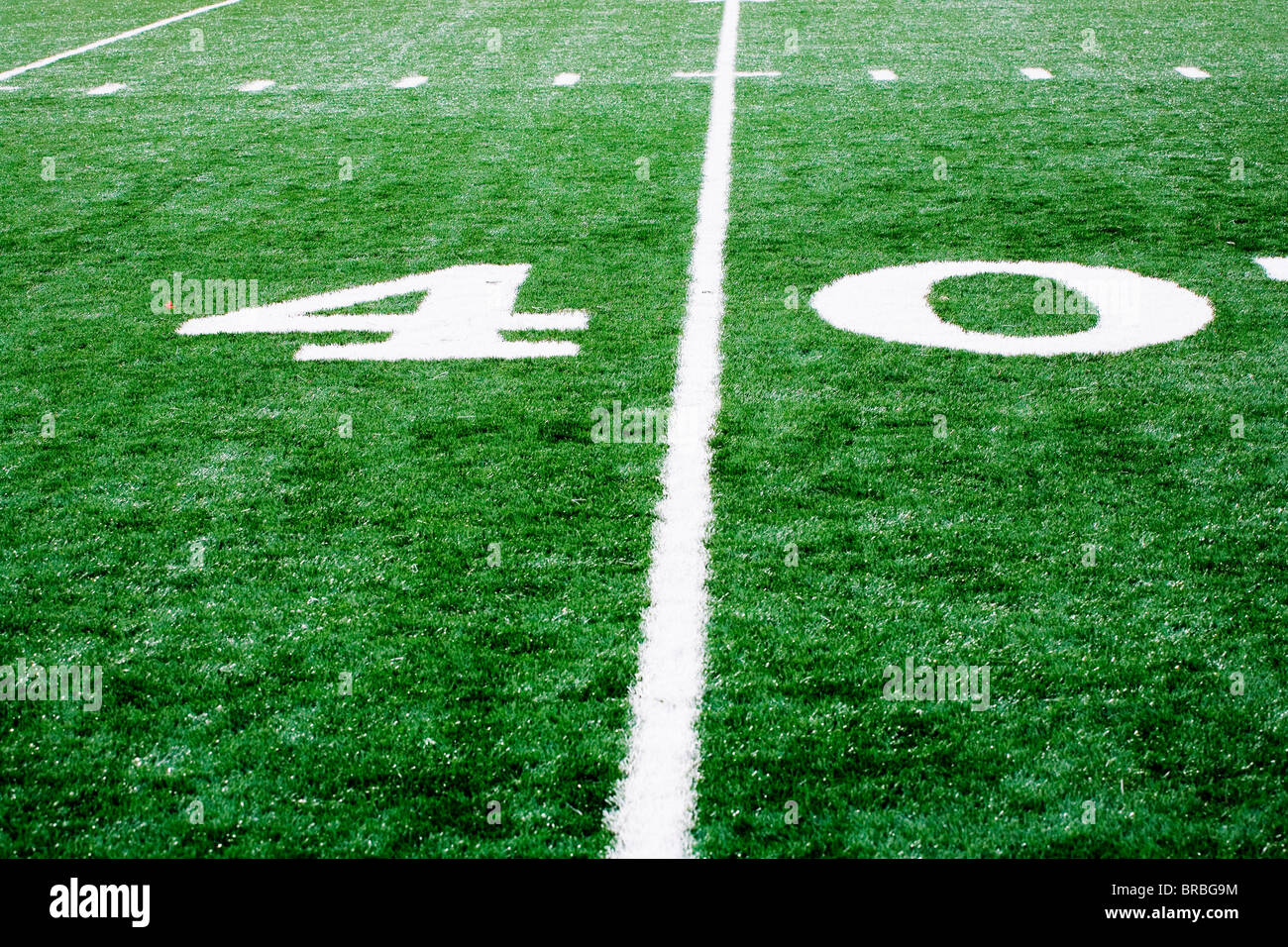 40-Yard-Linie auf American Football-Feld Stockfoto