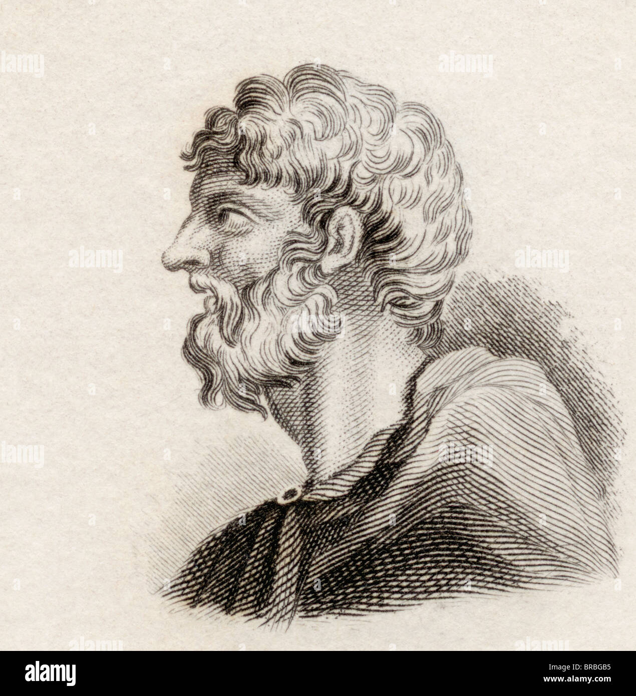 Alcaeus von Mytilene, ca. 620 v. Chr.. Antike griechische Lyriker. Stockfoto