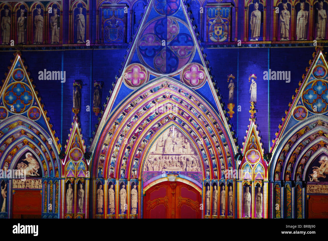 St. Johns Cathedral, Lichterfest, Lyon, Rhone, Frankreich Stockfoto