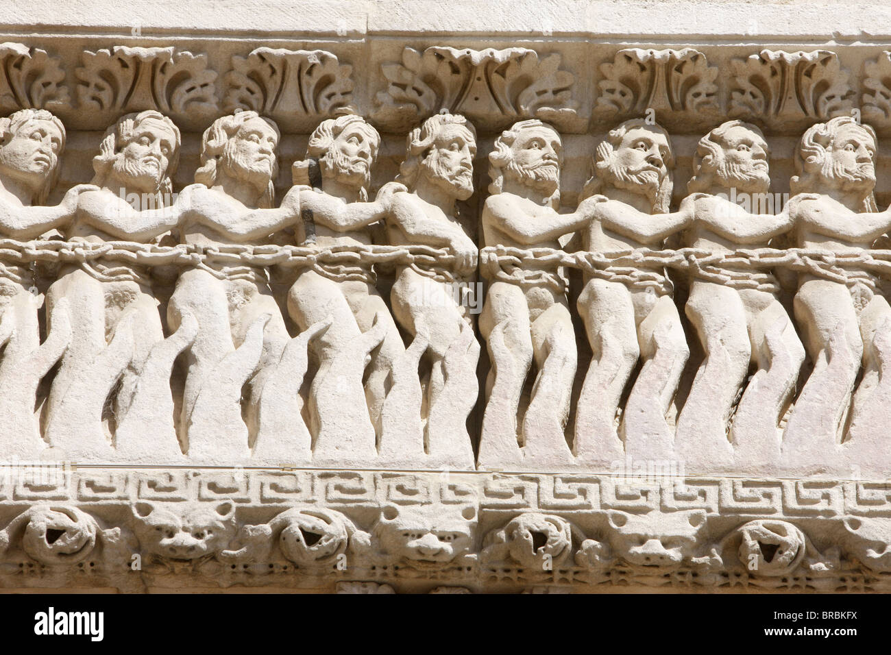 Die verdammten, die Kirche Saint-Trophime Tympanon, Arles, Bouches-du-Rhône, Frankreich Stockfoto
