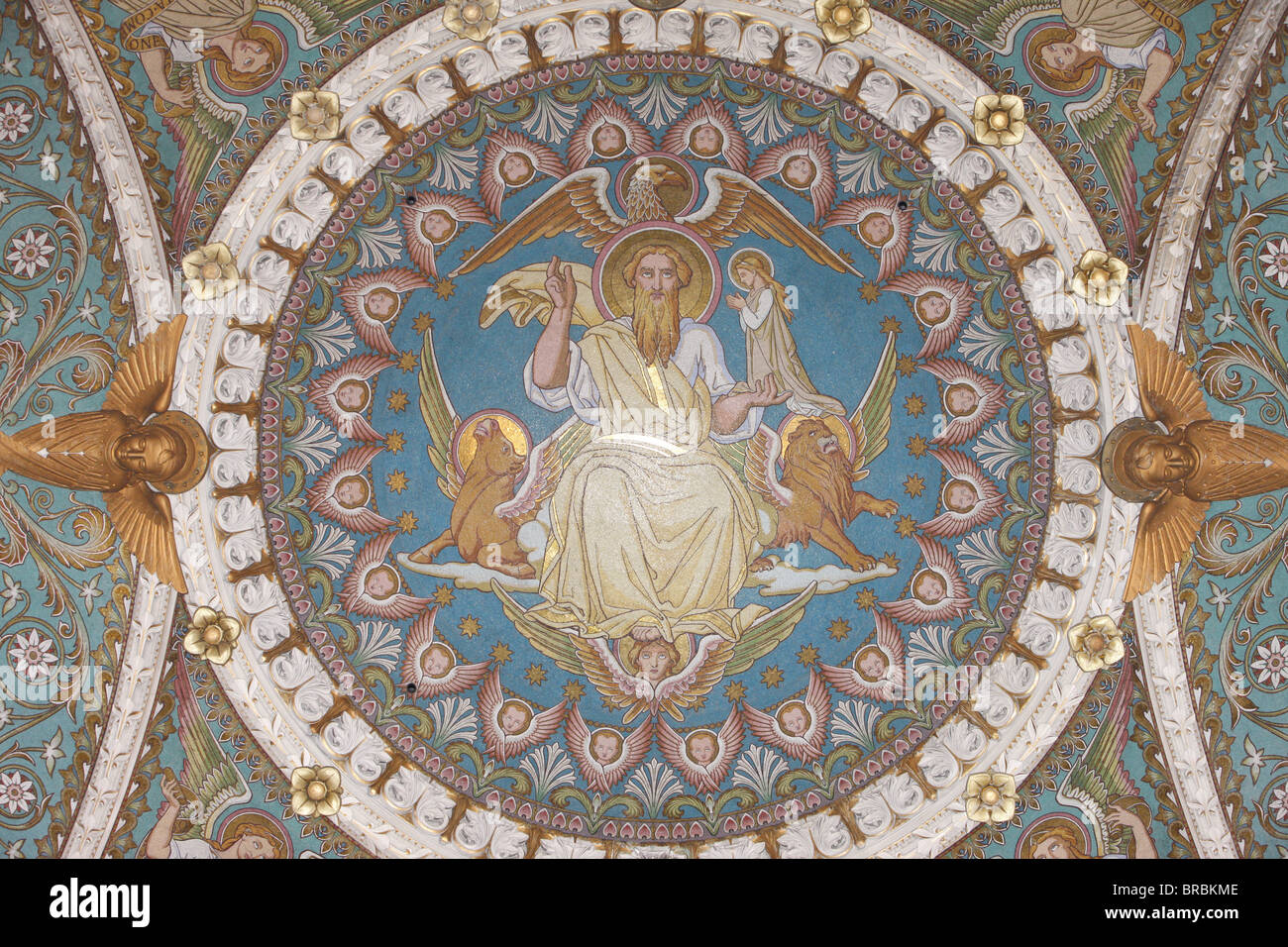 Mosaik von Maria, Tochter des Gottes, in Basilika Fourvière, Lyon, Rhone, Frankreich Stockfoto