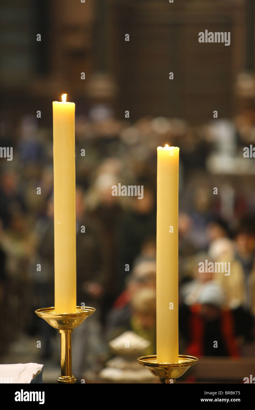 Altar-Kerzen, Lyon, Rhone, Frankreich Stockfoto