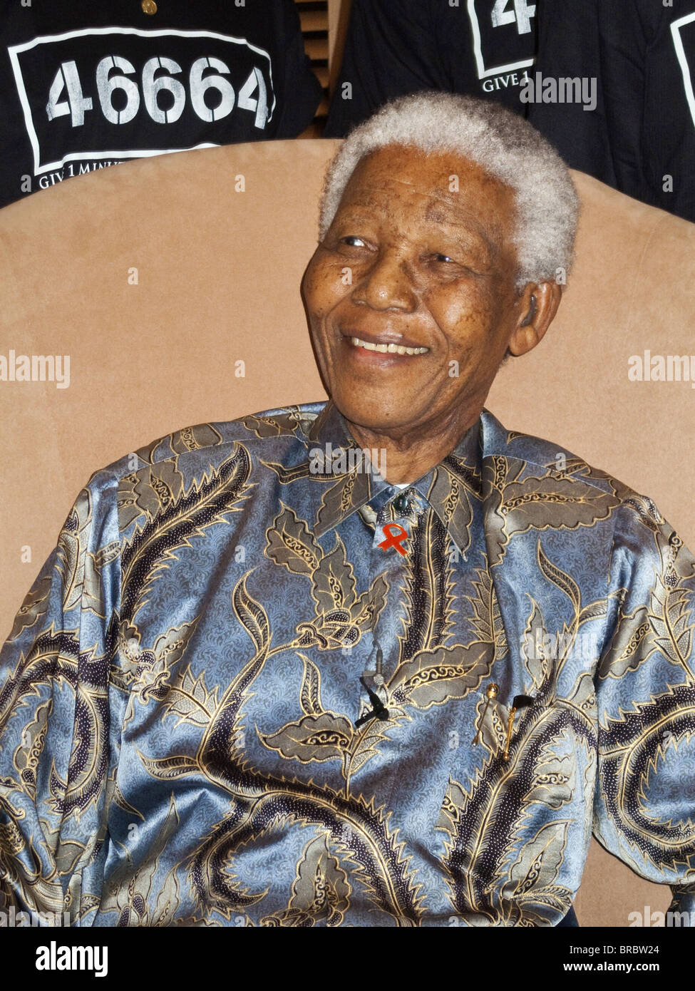 Nelson Mandela, Präsident von Südafrika zwischen 1994 und 1999 bei einer Veranstaltung für HIV/AIDS-Kampagne, Johannesburg, Südafrika Stockfoto