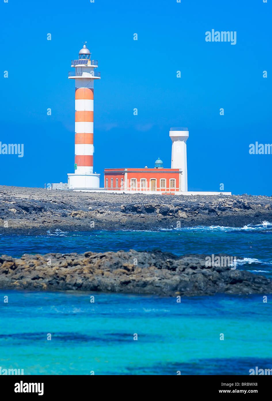 Toston Leuchtturm, El Cotillo, Fuerteventura, Kanarische Inseln, Spanien, Atlantik Stockfoto
