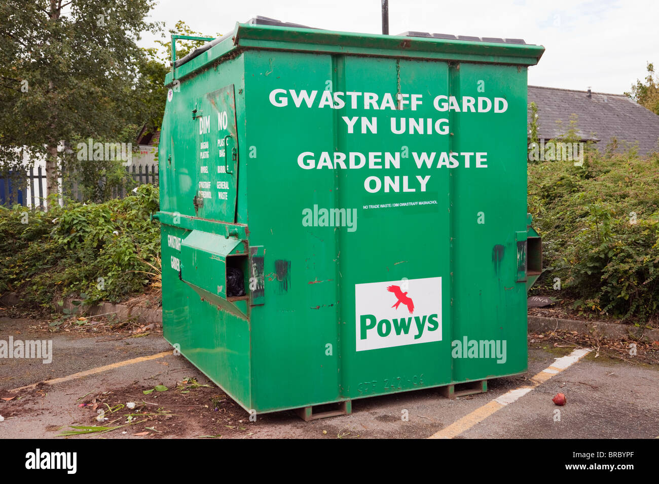 Garten Abfall Recycling bin. Brecon, Powys, Wales, Großbritannien, Großbritannien Stockfoto