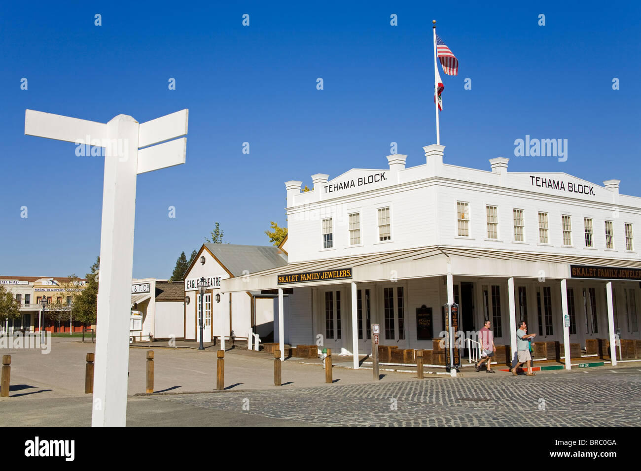 Tehama Block an der Front Street, Old Town Sacramento, Kalifornien, USA Stockfoto
