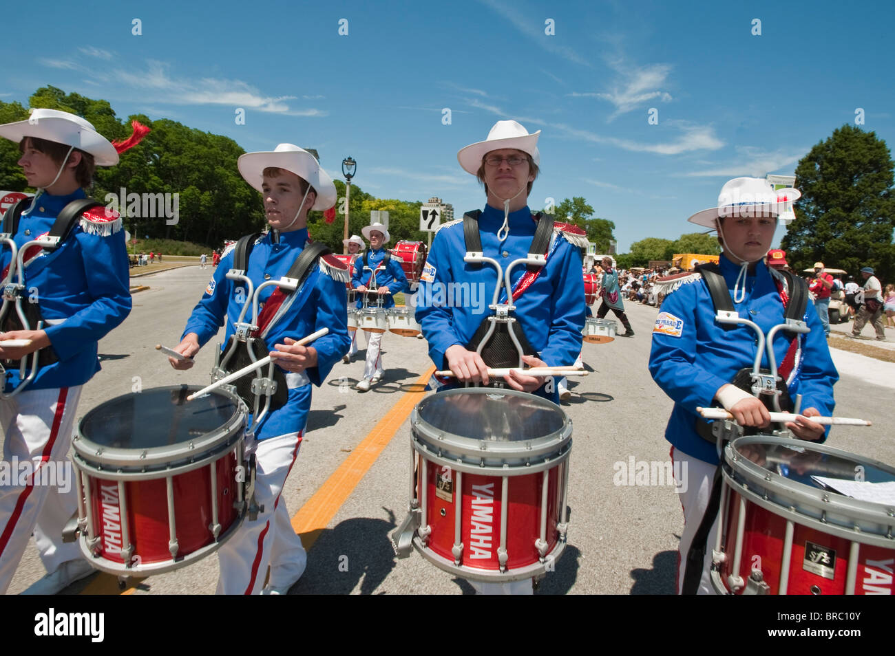 Blaskapelle bei der jährlichen großen Zirkus-Parade, Milwaukee, Wisconsin, USA Stockfoto