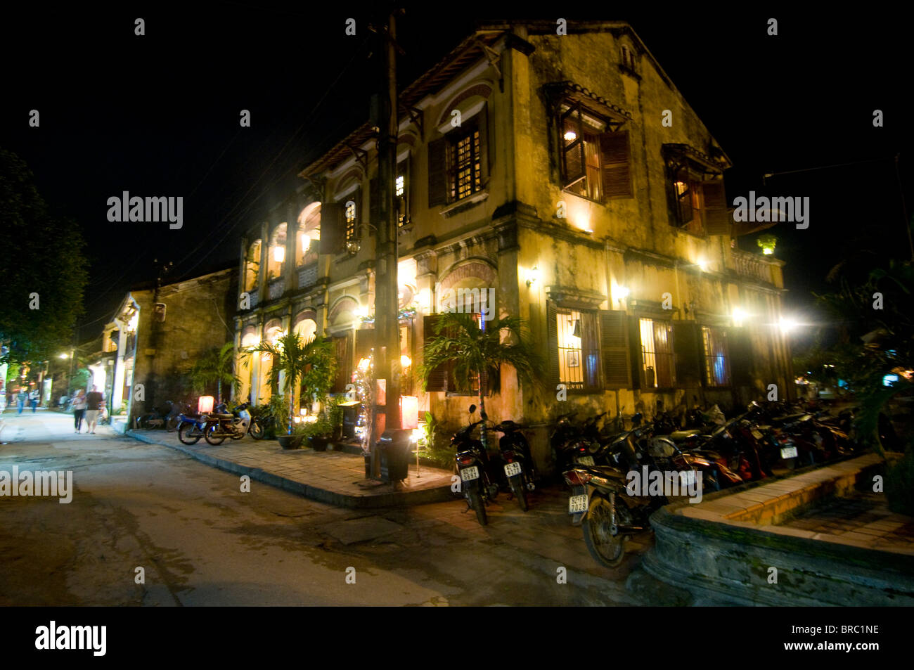 Nacht Schuss von Häusern im Kolonialstil, Hoi An, Vietnam, Indochina, Asoa Stockfoto