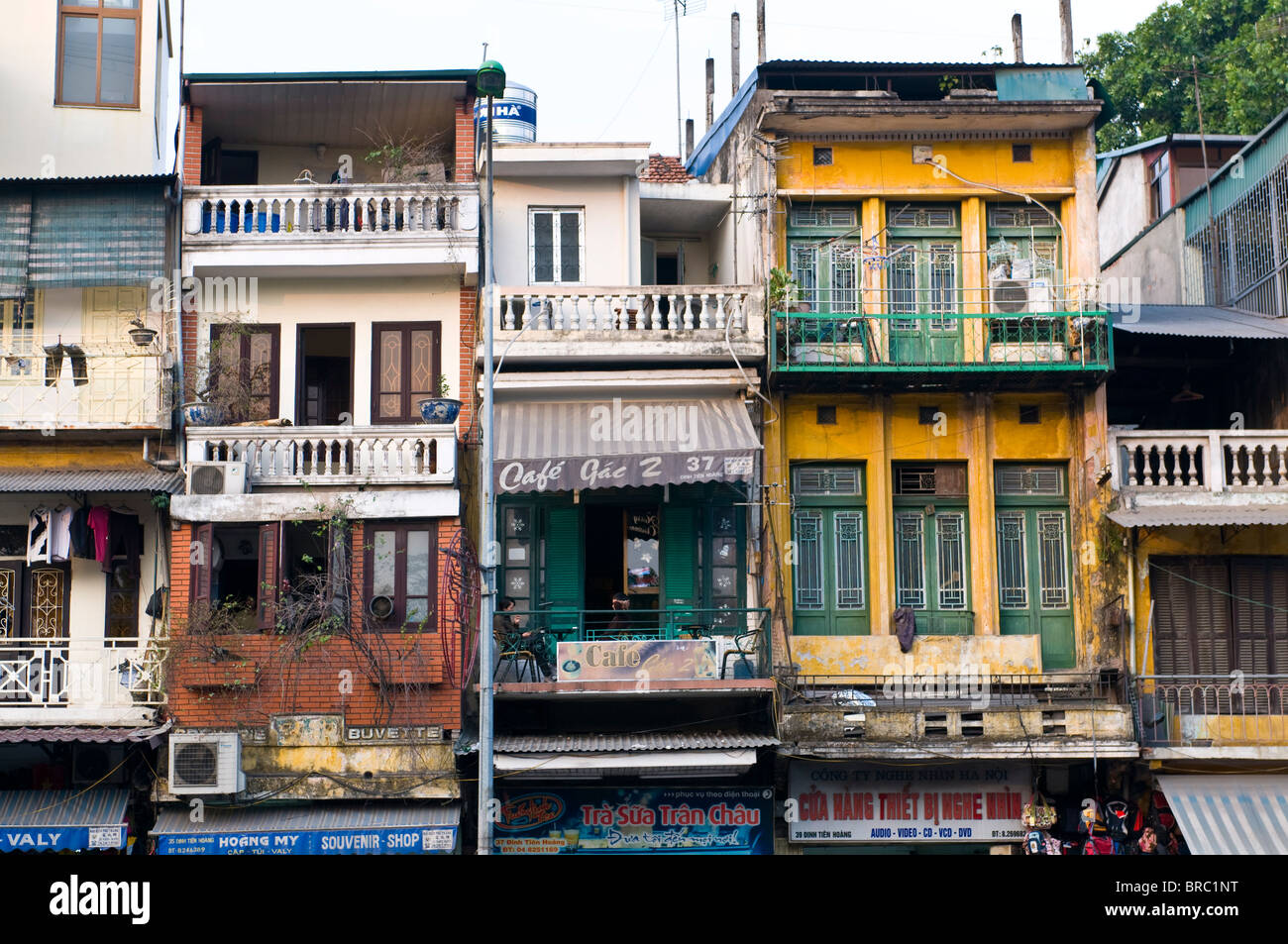 Traditionelle Häuser, Hanoi, Vietnam, Indochina Stockfoto