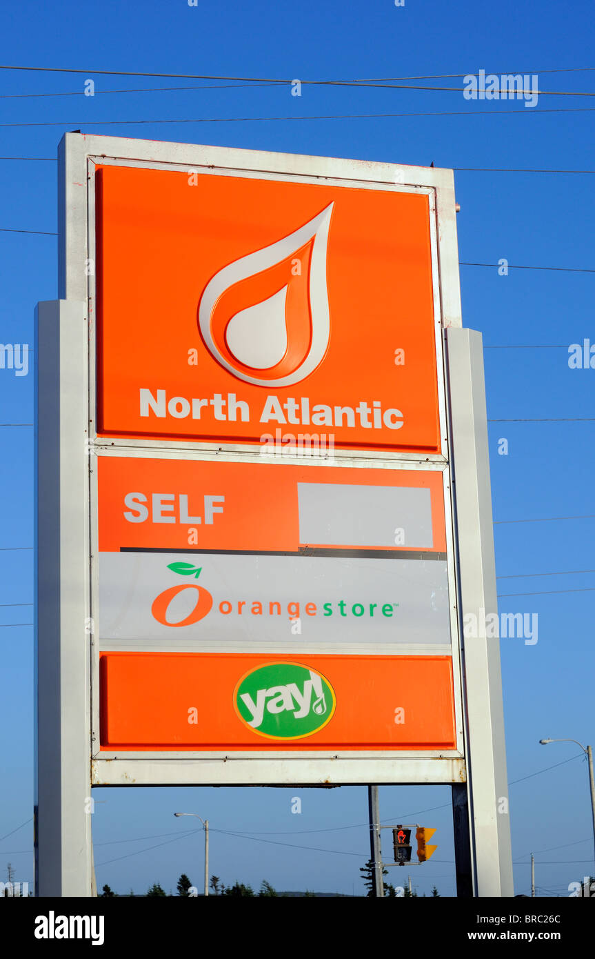 Nordatlantik Tankstelle Zeichen In Neufundland Kanada Stockfoto