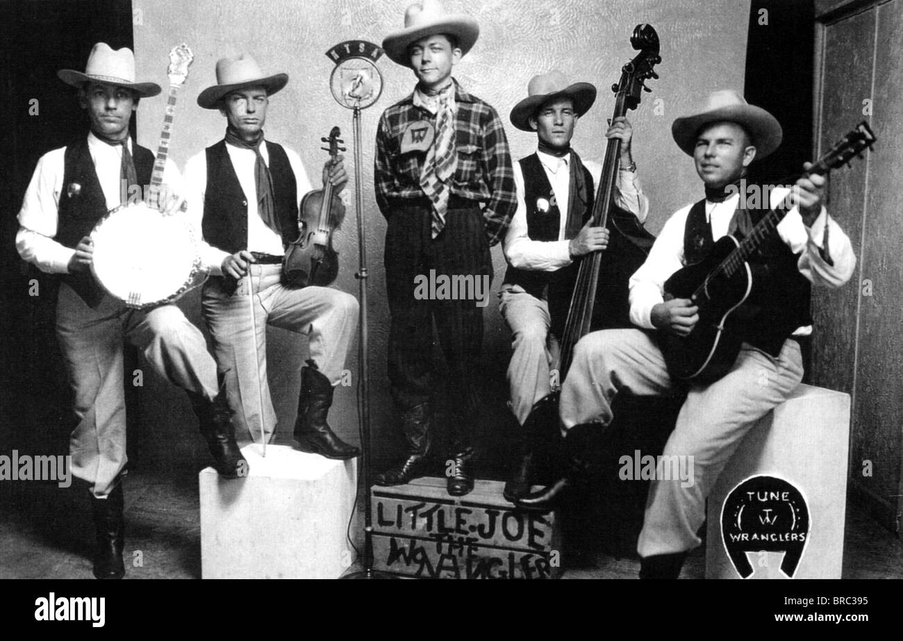 TUNE Wrangler Western Swing Band aus San Antonio, Texas. Siehe Beschreibung unten für Namen Stockfoto