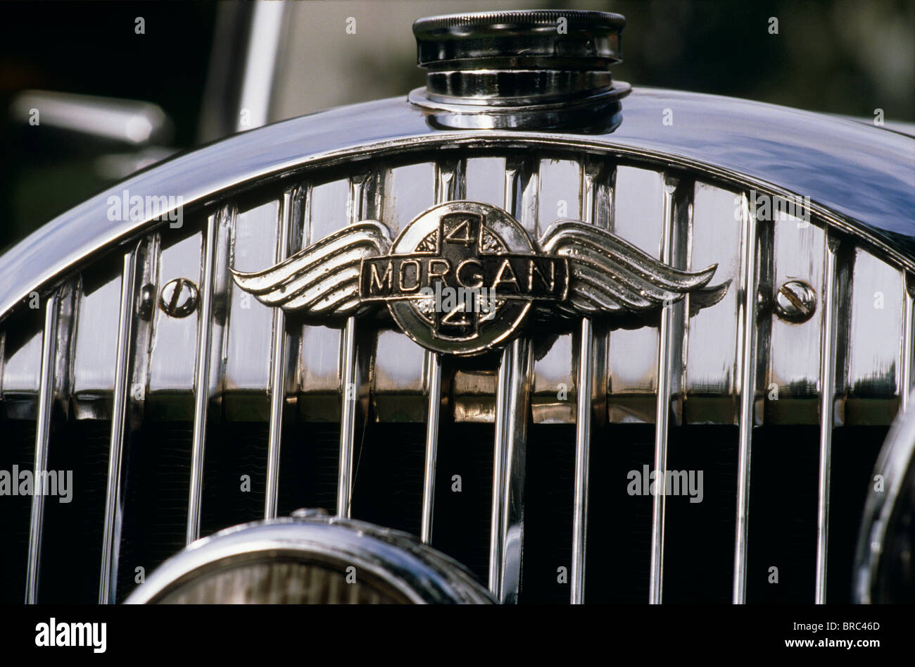Morgan 4/4 1949 Drophead Coupé-Abzeichen Stockfoto