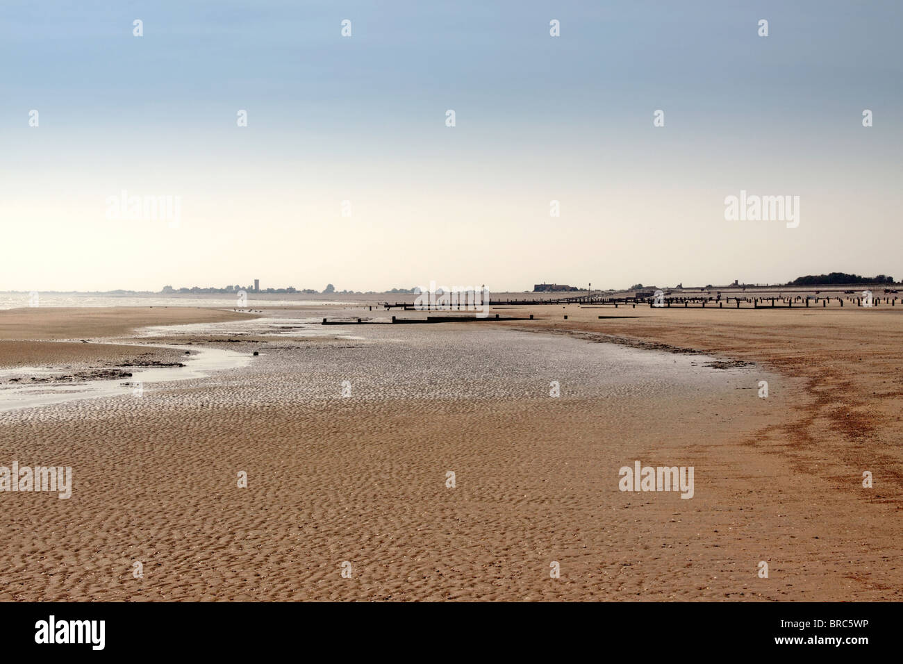 Str. Marys BAY BEACH in der Nähe von DYMCHURCH. KENT UK. Stockfoto