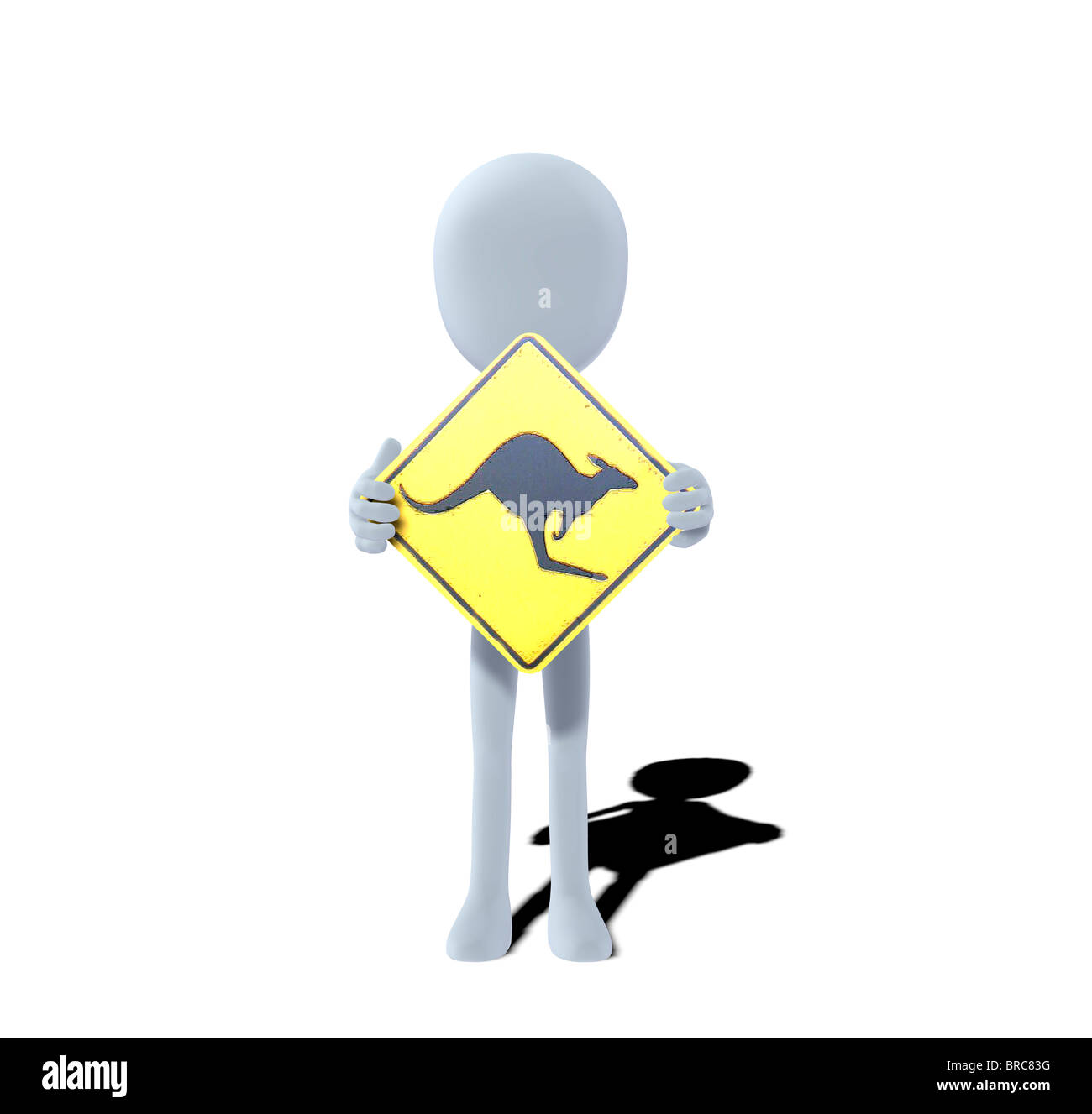 Konzept-Figur mit Schild Känguru Stockfoto