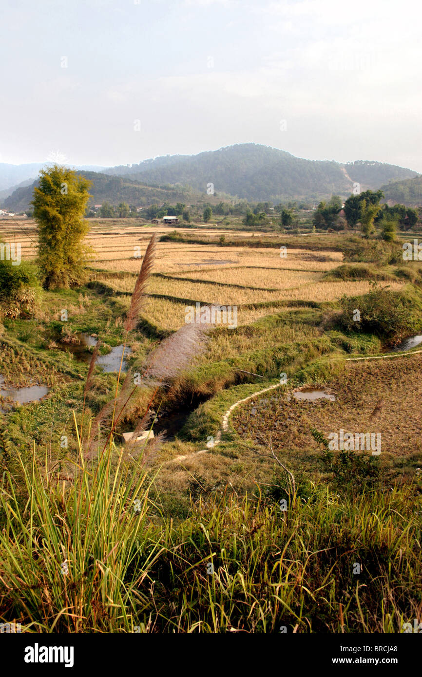 Eine malerische Aussicht auf Xieng Khuang (Xiang Khuang, Phonsavan) Laos, täuscht seine turbulente Geschichte. Stockfoto