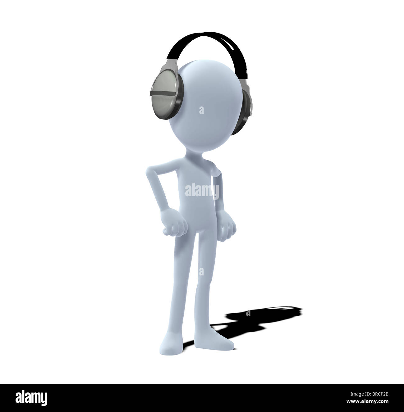 Konzept-Figur mit Kopfhörer Stockfoto