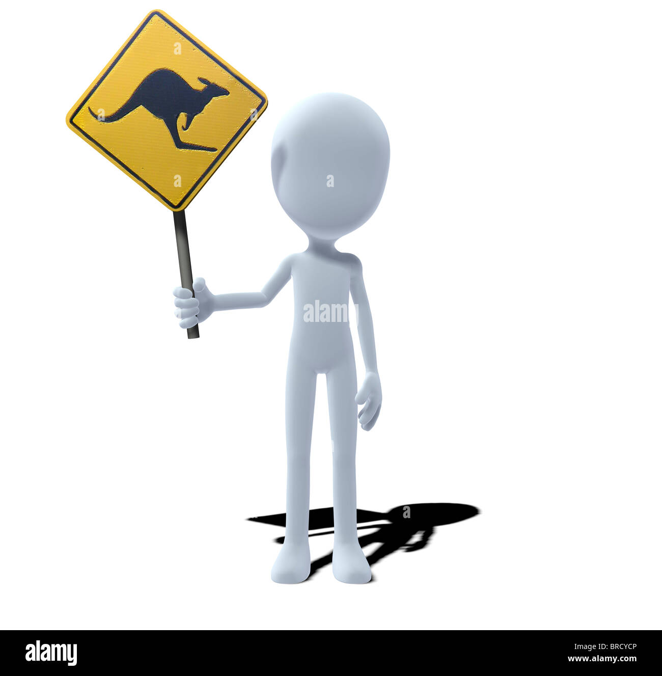 Konzept-Figur mit Schild Känguru Stockfoto