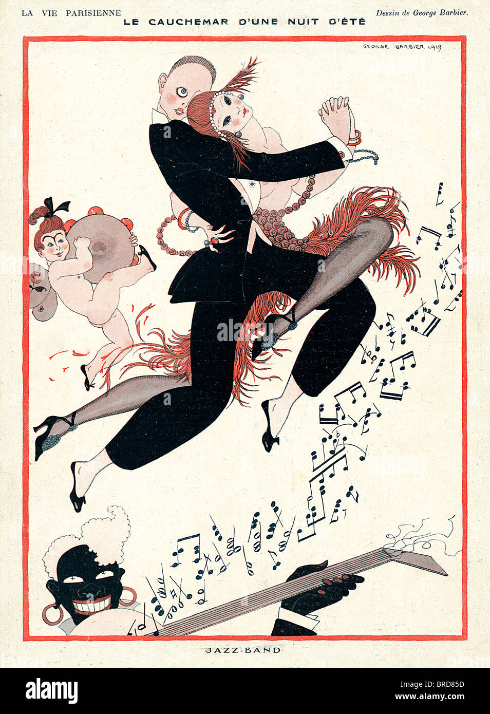 Jazz-Band, 1929 französische Zeitschrift Illustration, Le Cauchemar Düne Nuit Ete, Incubus einer Sommernacht Stockfoto