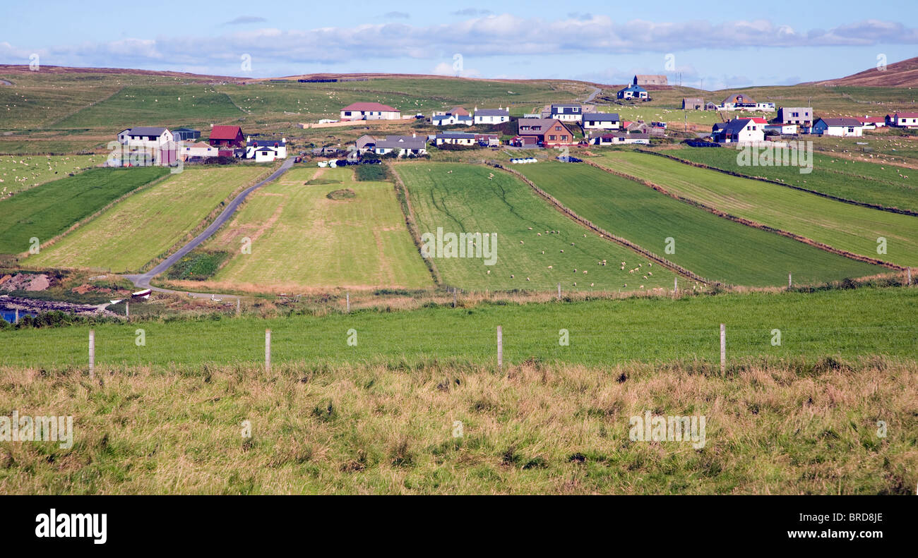 Streifen der Farm landen, Dorf von Irland, Shetland-Inseln, Schottland Stockfoto