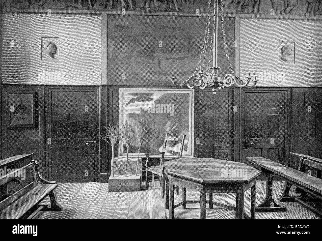 Schulleiter-Zimmer in Eton zeigt die Birken und Auspeitschen block Stockfoto