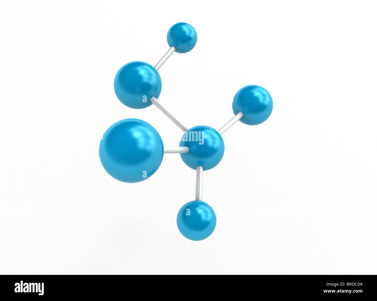 blaue 3D Moleküls isoliert auf weiss Stockfoto