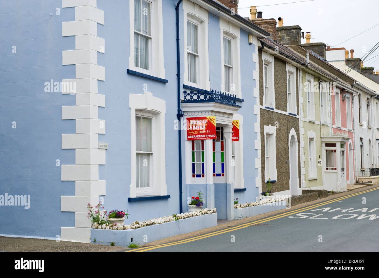 Haus zum Verkauf in der walisischen Urlaub Badeort New Quay Ceredigion West Wales UK Stockfoto