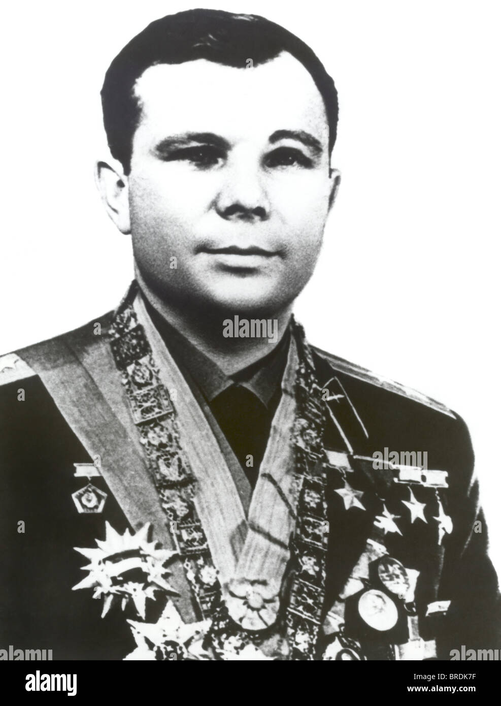 Yuri Gagarin, Yuri Alekseyevich Gagarin, sowjetischer Kosmonaut und der erste Mensch im Weltall. Stockfoto