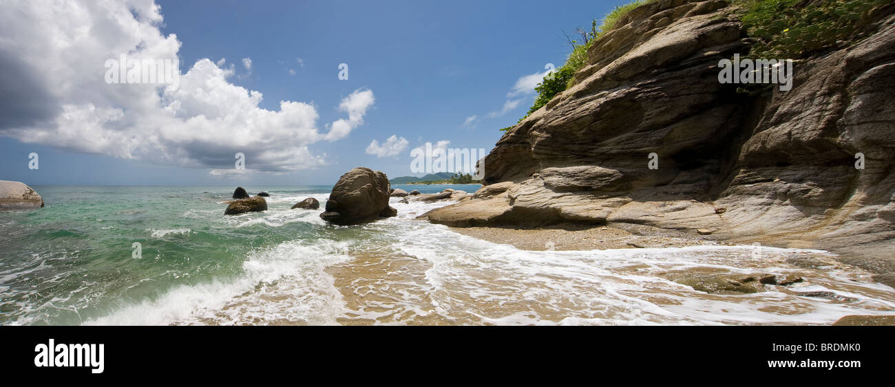 Felsige Küsten & Klippen, Vieques Beach, Puerto Rico Stockfoto