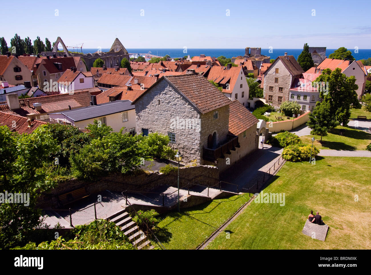 Die hanseatische Stadt Visby ist Gotland, Schweden auf der Weltkulturerbeliste der UNESCO. Stockfoto