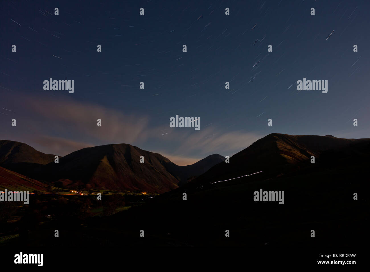 Wasdale Head in der Nacht, Cumbria Stockfoto