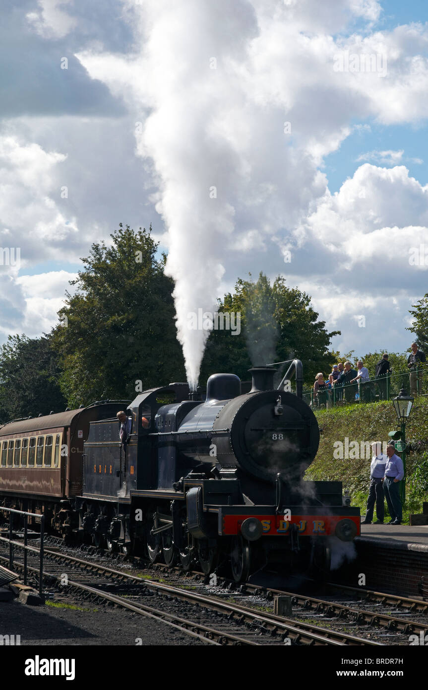 Dampfzüge auf der Mid-Hants Eisenbahn in Hampshire, England. aufgenommen im Herbst Gala im September 2010 Stockfoto