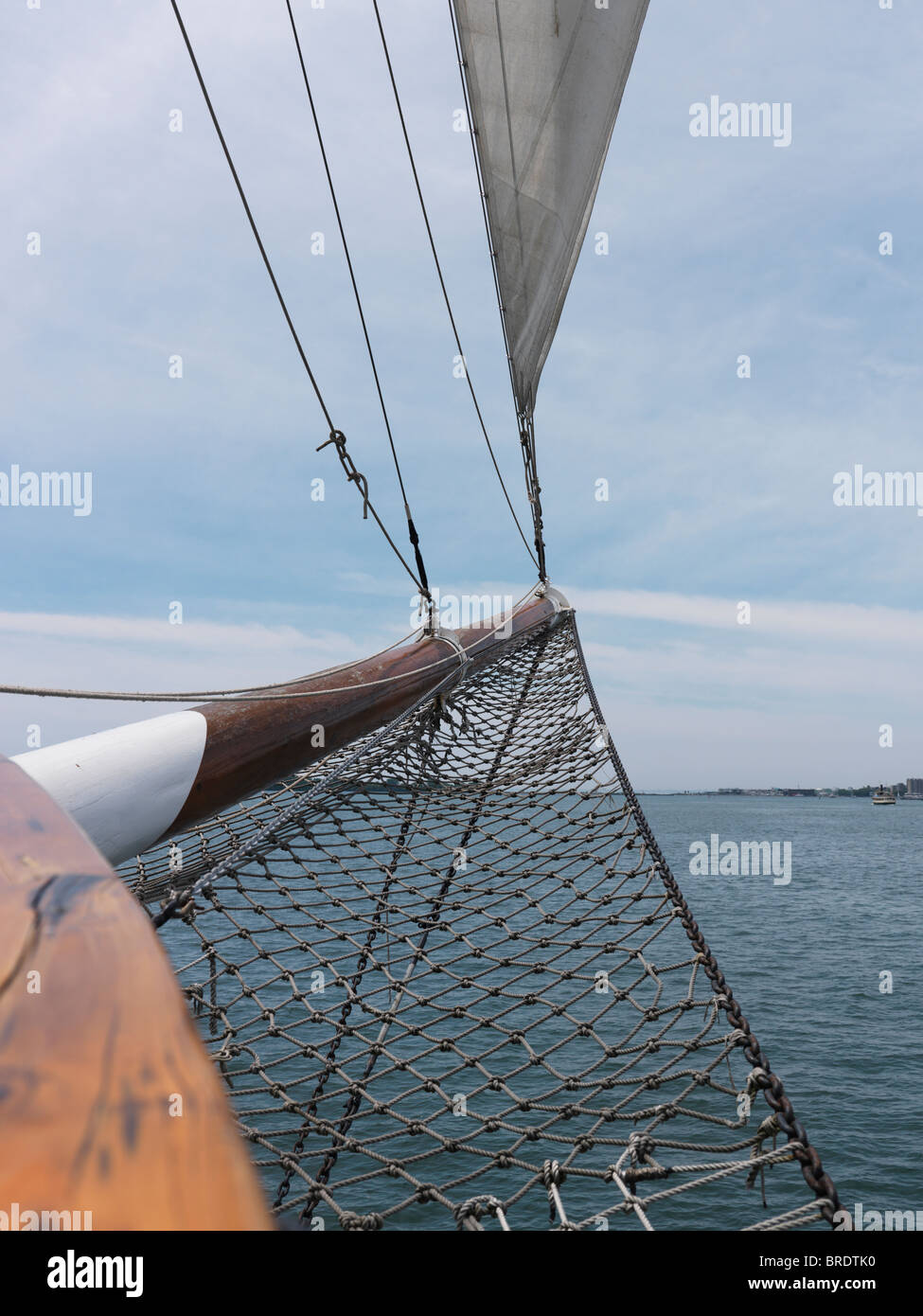 Nahaufnahme von einem Großsegler Segeln Schiff Bugspriet Stockfoto