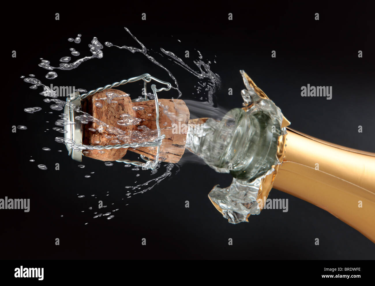 Flasche Champagner-Korken auftauchen Stockfoto