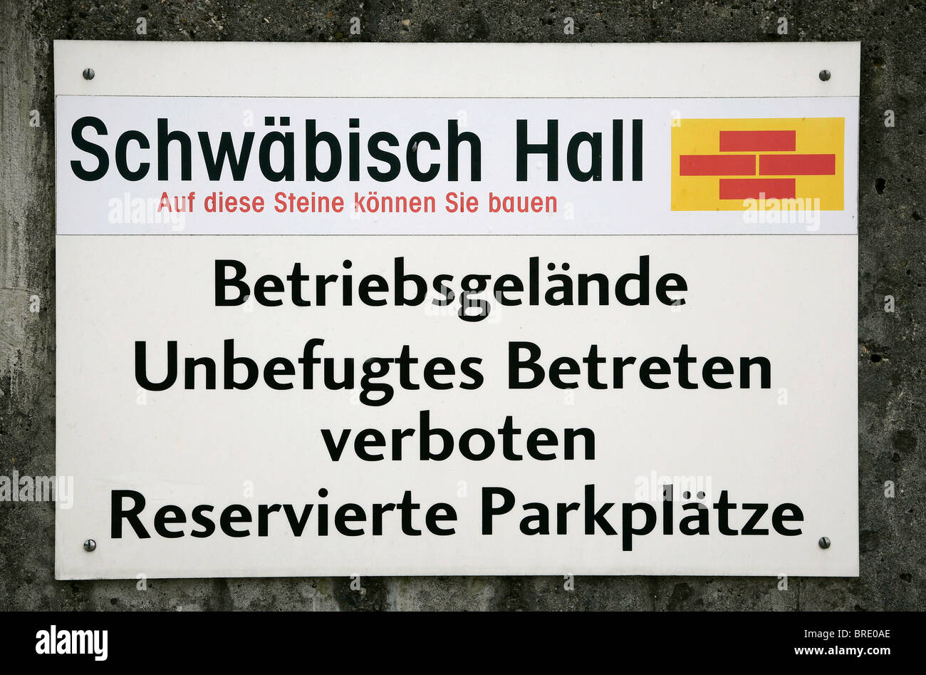 Melden Sie an, um das Betriebsgelände der Bausparkasse Schwäbisch Hall Bausparkasse in geben verbieten Stockfoto