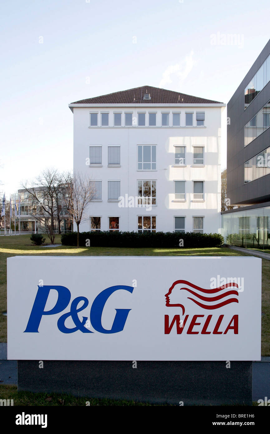 Hauptsitz der Wella AG, Firma Kosmetik Herstellung Tochtergesellschaft der USA Procter &amp; Gamble, in Darmstadt, Hessen Stockfoto