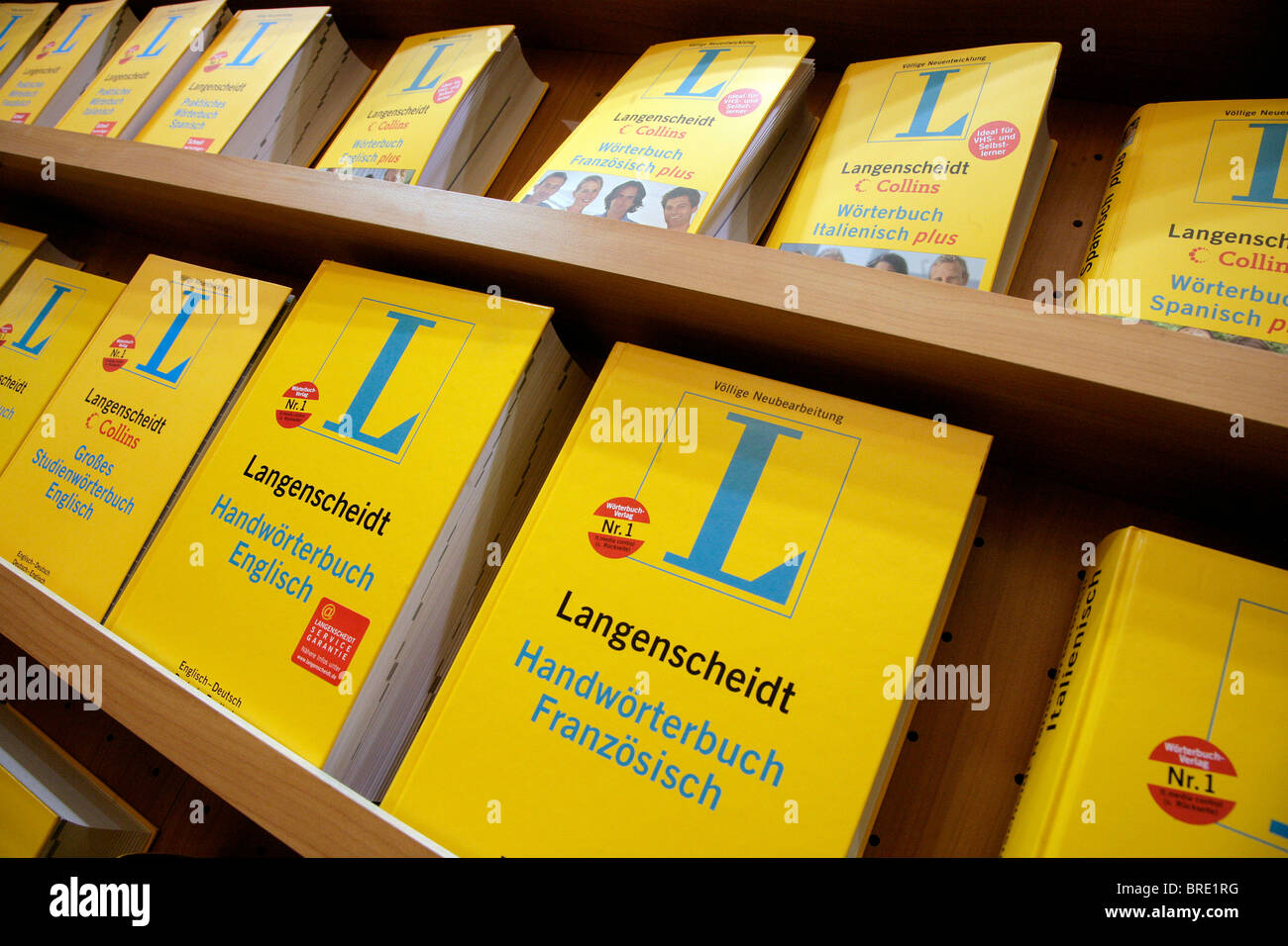 Langenscheidt Wörterbücher veröffentlicht der Verlag Unternehmen Langenscheidt KG auf der Frankfurter Buchmesse 2007 Stockfoto