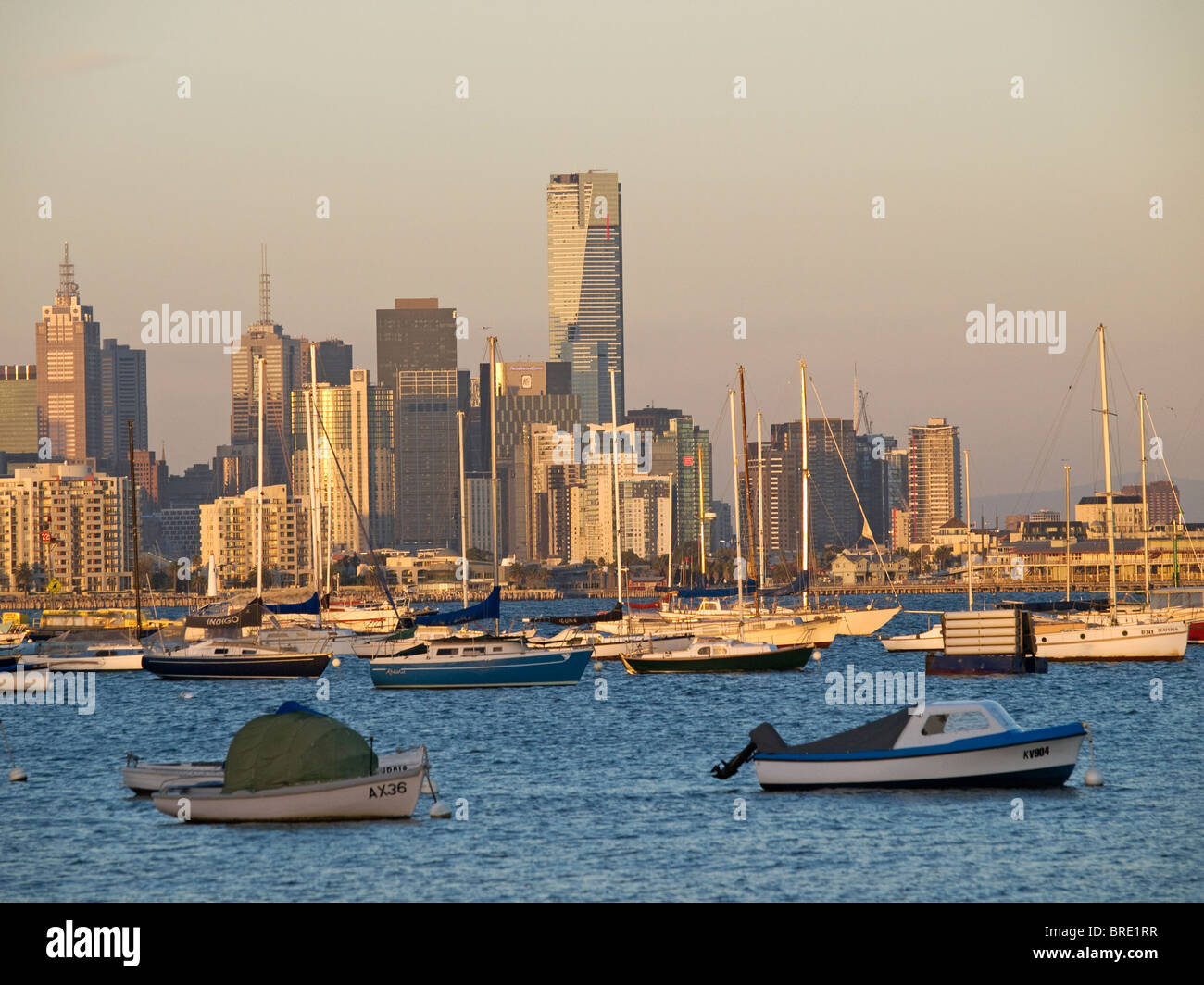 Blick über die Bucht von Port Phillip MELBOURNE VICTORIA AUSTRALIEN Stockfoto