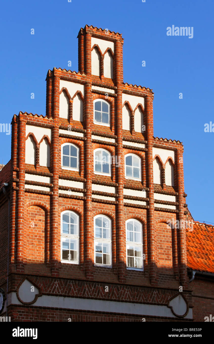 Crow trat Giebel, historische Rathaus in der Altstadt von Lüneburg, Fassade von der Finanzabteilung der Lüneburg Stockfoto
