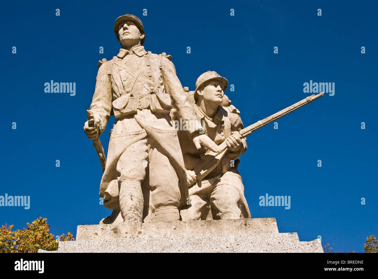 Kriegerdenkmal zum ersten Weltkrieg Soldaten in ein französisches Dorf Stockfoto