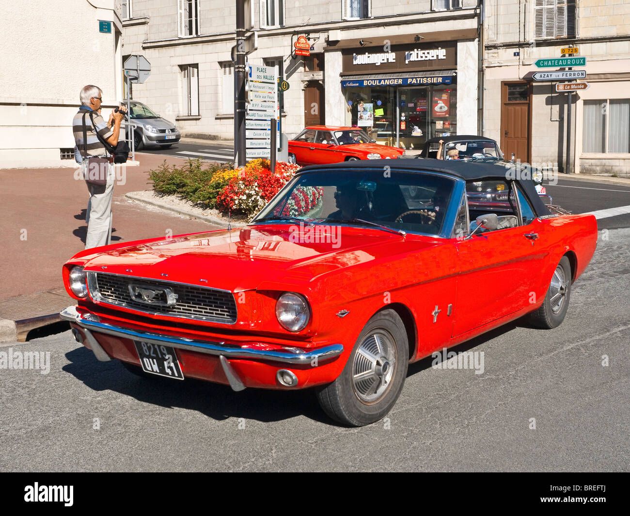 Amerikanische 1970er Jahre Ford Mustang Oldtimer - Frankreich. Stockfoto