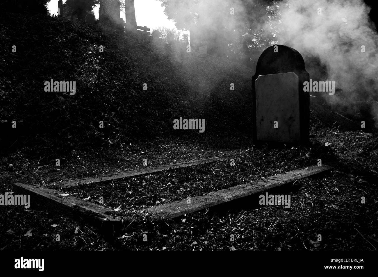Rumänien - siebenbürgen: sighişoara Friedhof. Nebel unter den Gräbern Stockfoto