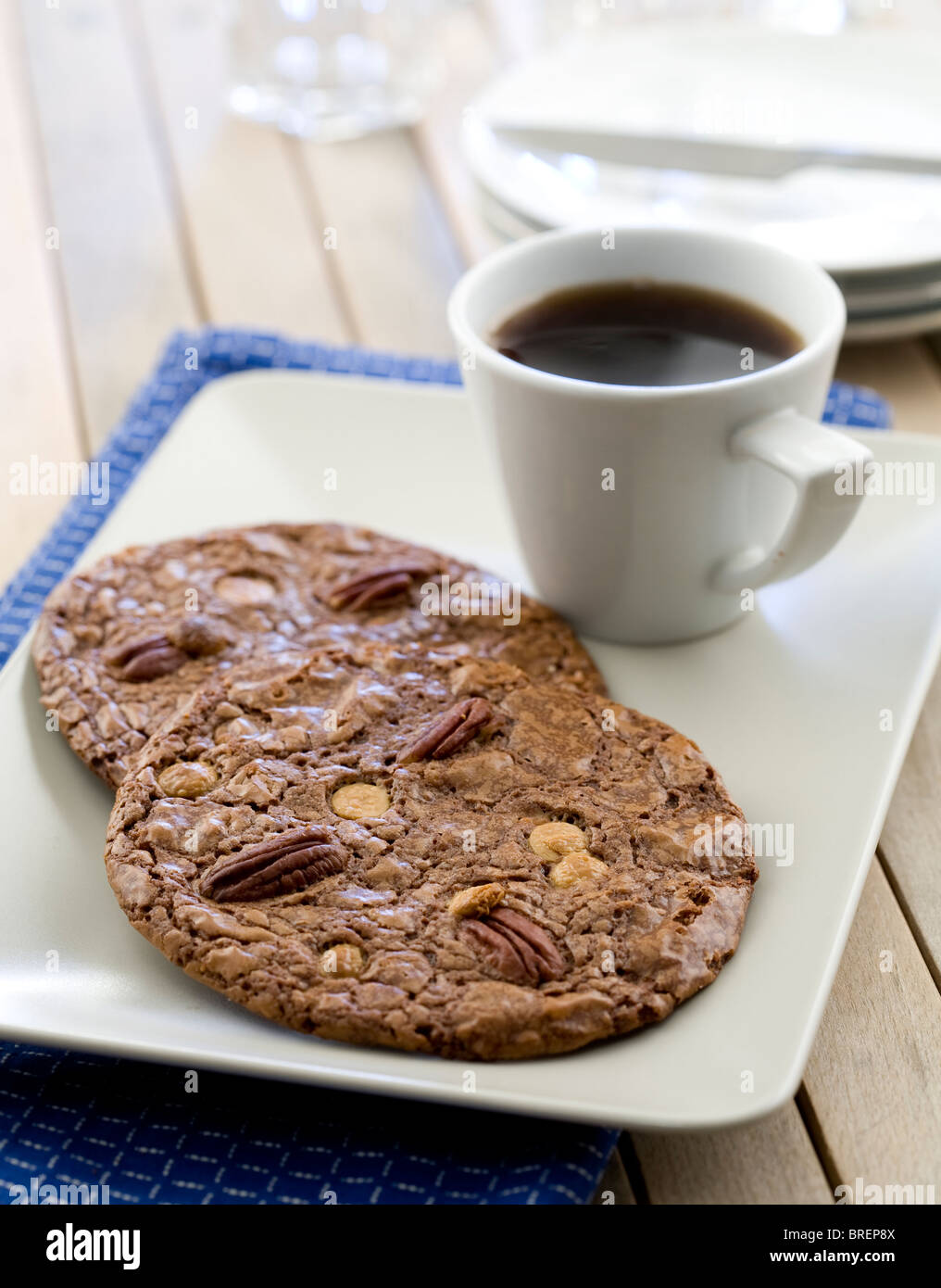 Pecan und weiße Schokoladen-Plätzchen Stockfoto