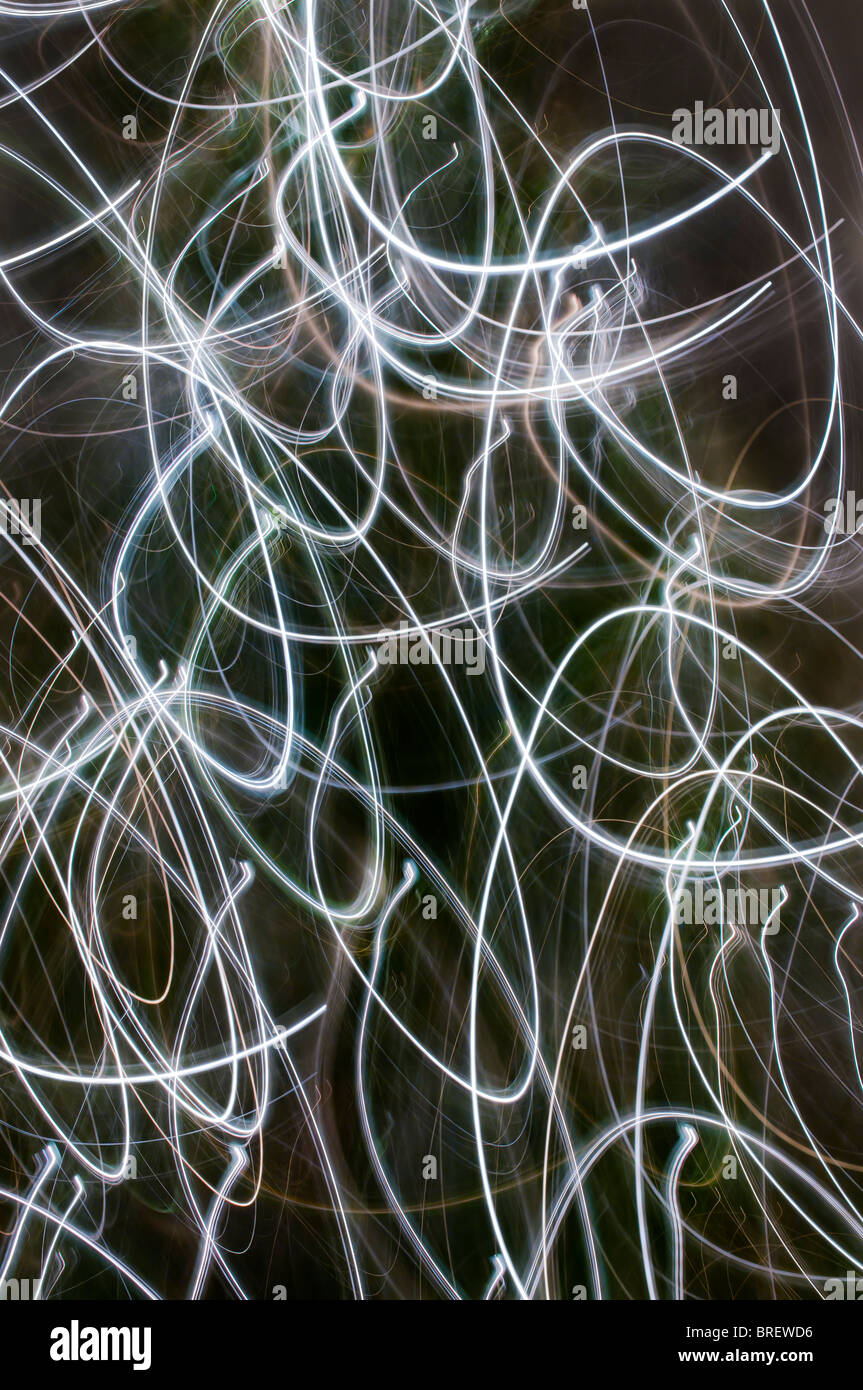 Weihnachten Xmas feiern Festival christlichen Baum Sterne Zoom Effekt Kameratechnik Lametta Baubels Dekoration Wirbel wirbeln p Stockfoto