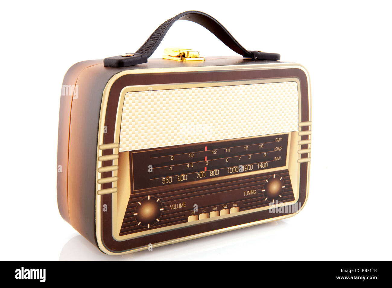 Koffer in Form von einem alten radio Stockfoto