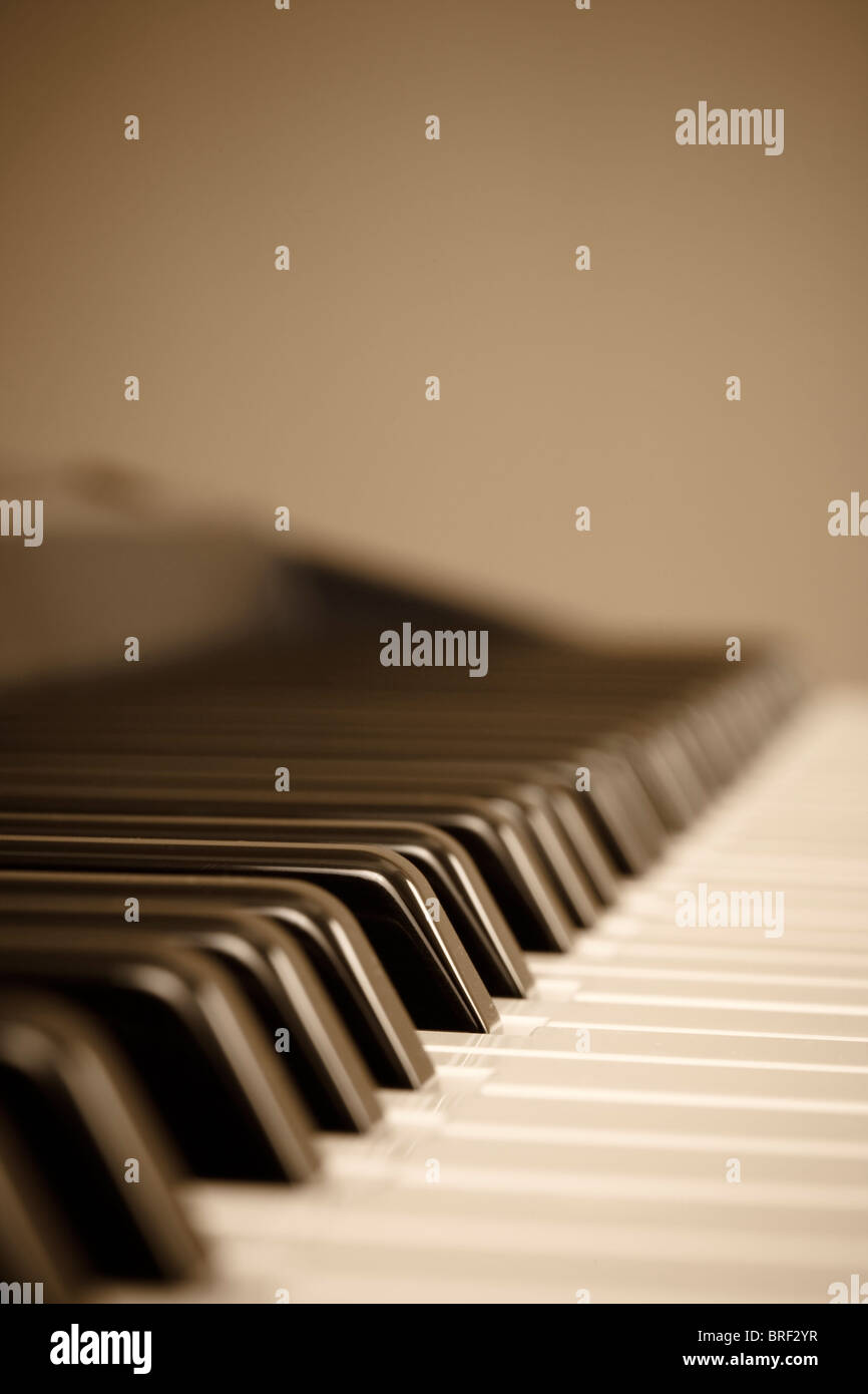 Nahaufnahme einer Tastatur mit Exemplar ist Foto warm getönten für einen traditionellen look Stockfoto