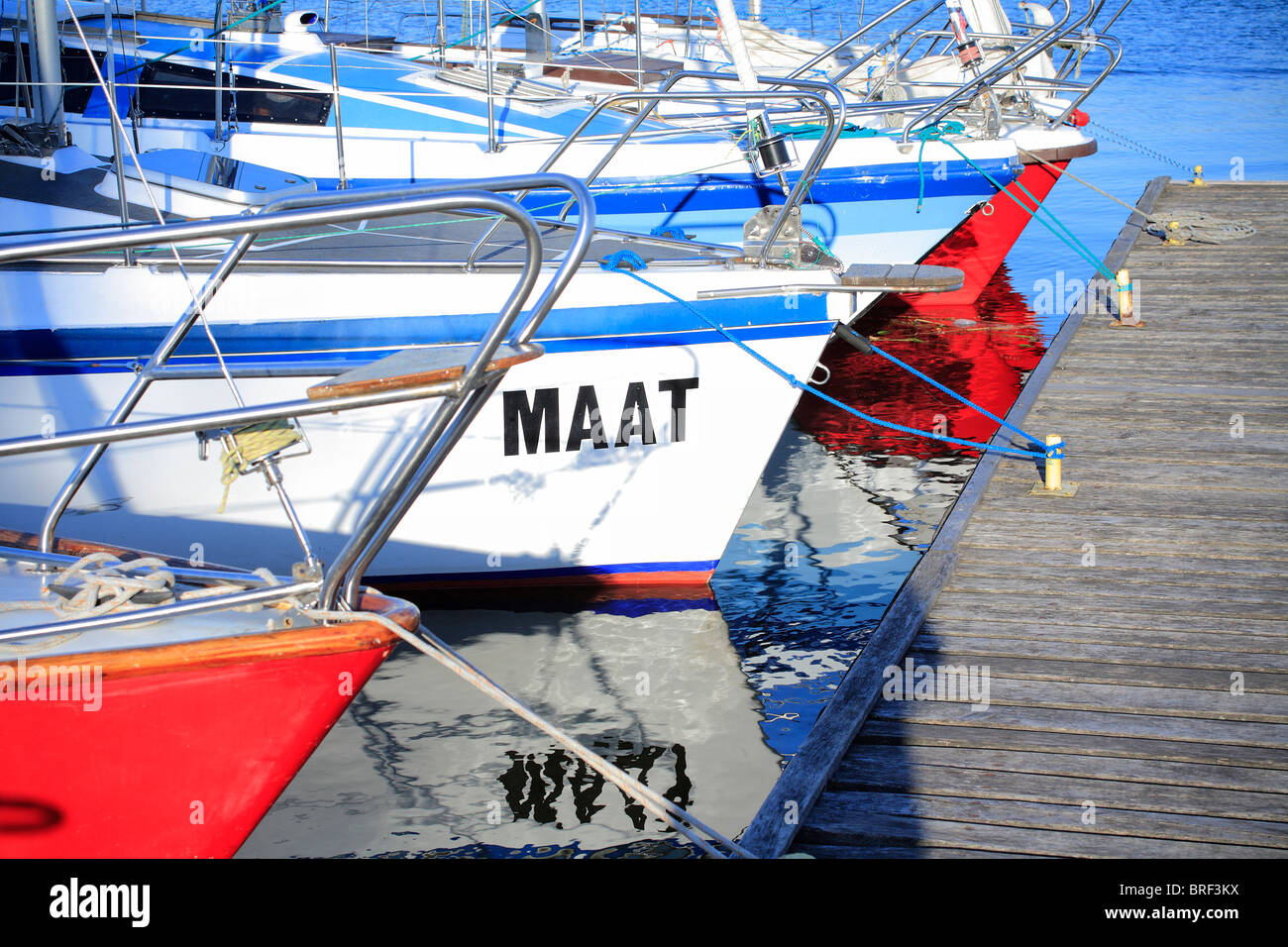 Boote am Hafen See Ryn, Masuren, Polen, Europa Stockfoto