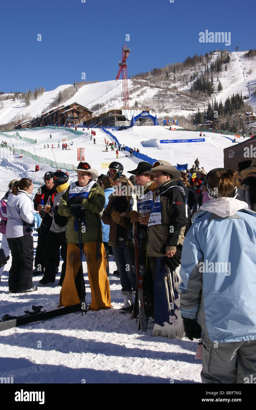 Steamboat Ski Resort Cowboy-Event bergab Stockfoto