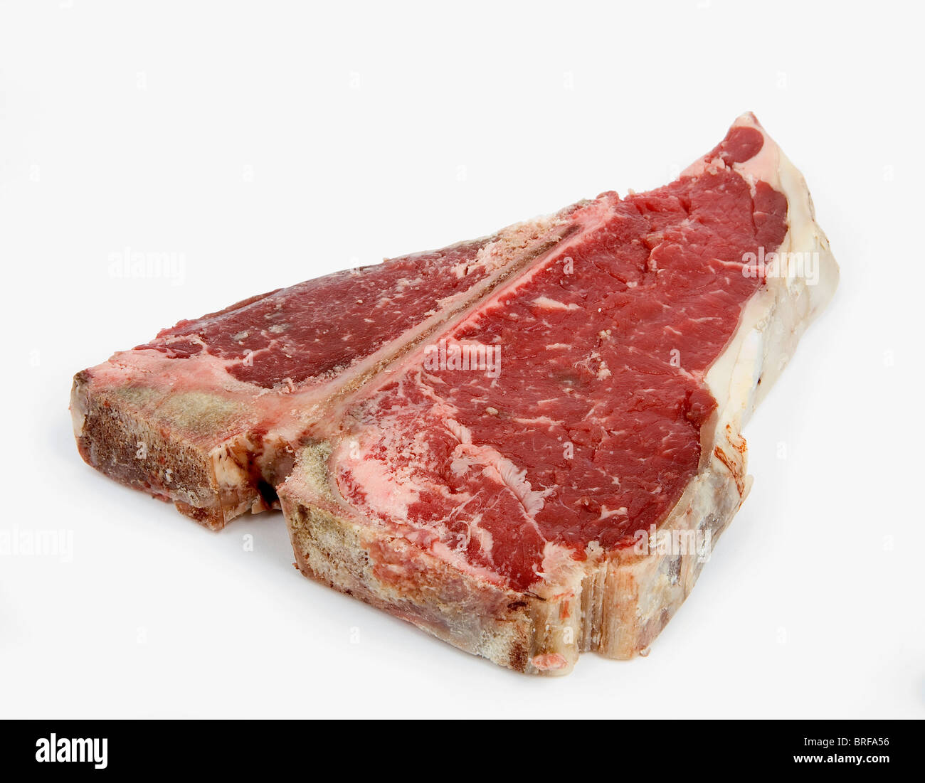 T-Bone Steak auf weißen Hintergrund Stockfoto